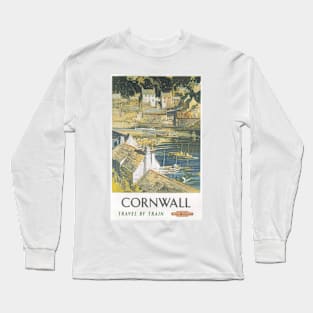 Cornwall - BR, WR - Vintage Railway Travel Poster - 1958 Long Sleeve T-Shirt